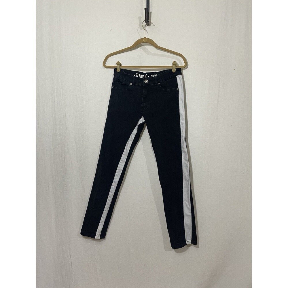 Raw X Black Jeans White Stripe 30/30